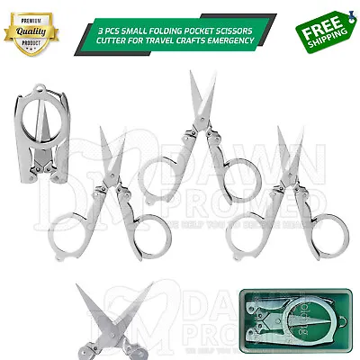 3 Pcs Small Folding Pocket Scissors Set Sharp Cutter Crafts Sewing German Grade • $8.90