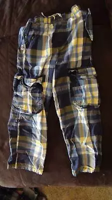 Mini Boden Boys Yellow And Blue Plaid Tartans Pants Size 9Y BB1 • $14.99