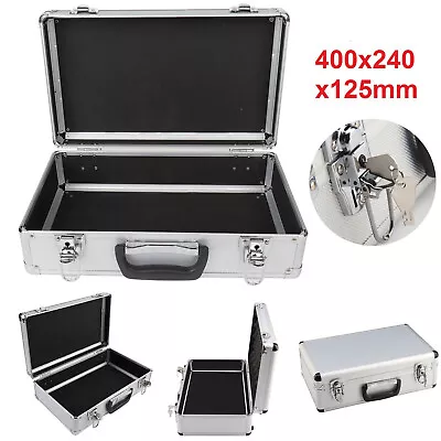 Large Hard Aluminium Flight Case Foam Lockable Tool Camera Gun Storage Carry Box • £17.69