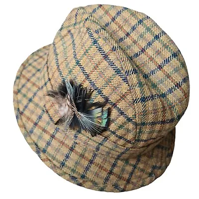 £24.95 • Buy Vintage Olney Tweed Fedora Trilby Hat English Wool Bucket Lined Cap 55 6 / ¾