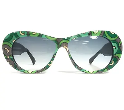 Vintage Emilio Pucci Sunglasses 91060 PU.57 Black Green Abstract Pattern Cat Eye • $359.99