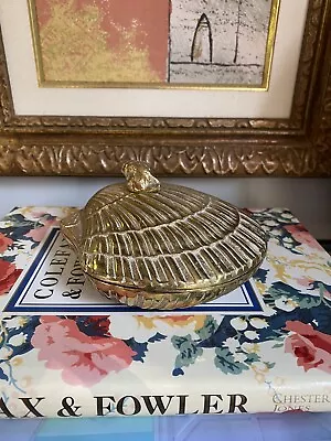 Vintage MCM Brass Scallop Seashell Trinket Box • $78