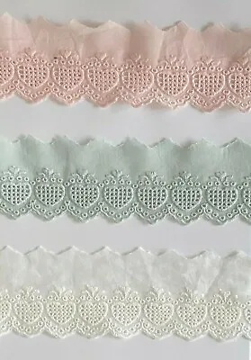 Cotton Embroidered Lace Fabric Trim 1 Yard Width 6 Cm • £3.65