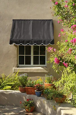 4' Retractable Traditional Window Awning Scalloped Edge Valance - Seven Colors • $259.95