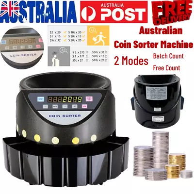 Australian Coin Sorter Counter Automatic Electronic Counting Machine 2 Modes AU • $182.99