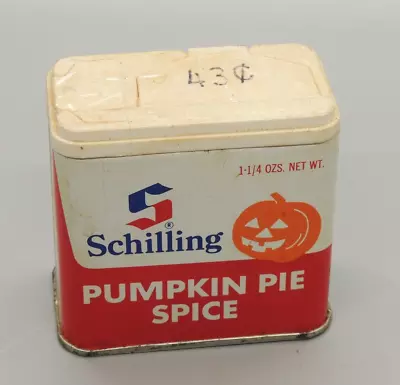RARE Vintage Schilling Pumpkin Pie Spice Tin Halloween Jack O Lantern 60s 70s? • $64.99