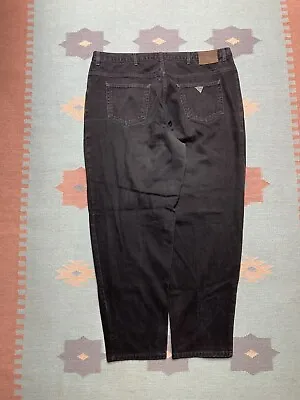 Vintage Y2k Guess Jeans Baggy Pascal Loose Tapered Black Grunge Skater 40x31 • $40