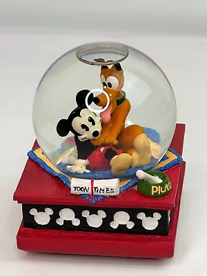 Disney Mickey & Pluto Musical Snowglobe Water Globe Best Of Friends Retired • $34.24