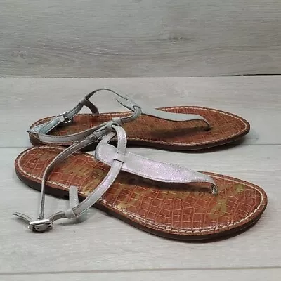 Sam Edelman Womens Gigi T Strap Leather Sandals Flats Shoes Sz 8M • $33.75