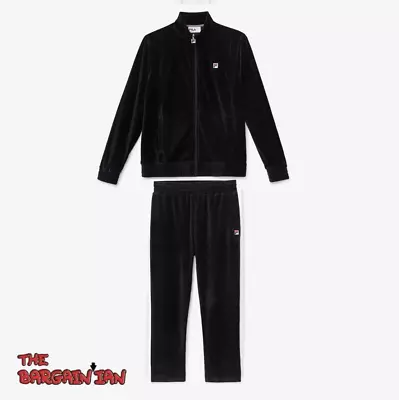 Fila Men's Velour Sweatsuit Tracksuit Solid Black Set Velvet Size M To 4XL NWT • $134.99