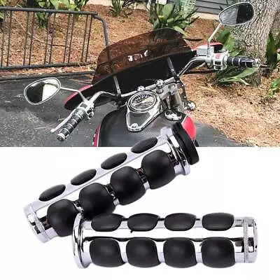 1  Chrome Motorcycle Handle Bar Hand Grips For Yamaha V Star 1100 Classic Custom • $35.82