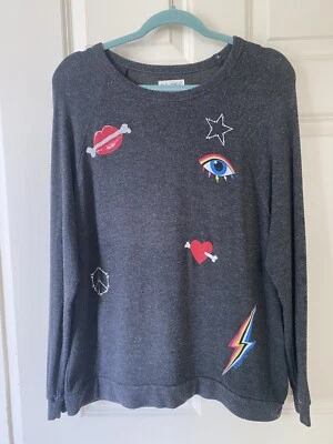 $12.99 • Buy Lauren Moshi Gray Graphic Long Sleeve Top Medium