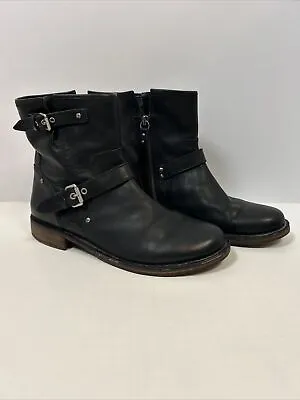 UGG Shoes Womens Size 9.5 Australia Fabrizia Black Leather Moto Ankle Boots • $40