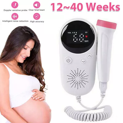 Baby Fetal Doppler Heart Beat Detector Rate Monitor Ultrasonic Sensitive Probe • £17.99