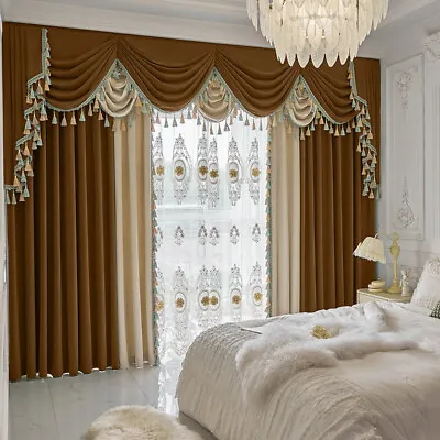 American Thick Luxury Velvet Coffee Cloth Blackout Curtain Valance Drape C1457 • $171