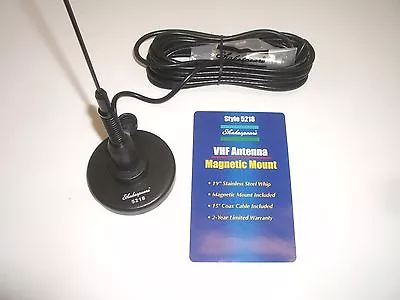 SHAKESPEARE 5218 BLACK 19  MARINE VHF ANTENNA MAGNET MAGNETIC MOUNT W/COAX CABLE • $114.95