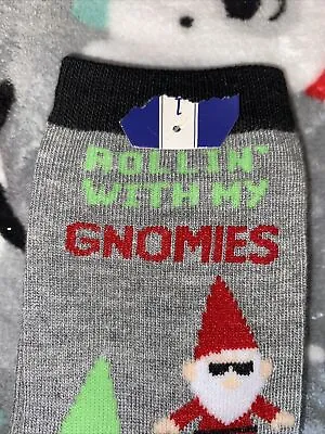 New Mens Christmas Holiday Rollin With My Gnomies  Socks. • $3