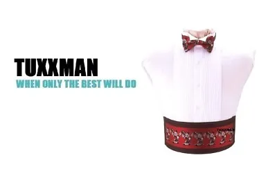 New Men's Silk Mickey Mouse Cummerbund Bow Tie Red Black Top Hat U.S.A. TUXXMAN • $79.95