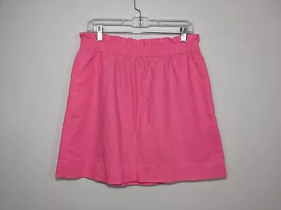 J. CREW Sidewalk City Skirt Pink Linen Blend Pull On Mini Knit Sz 12 Style 41575 • $17.59