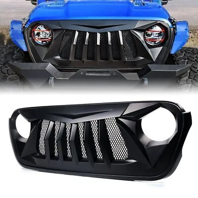 Fits For 2018 2019-23 Jeep Wrangler JL JT Front Bumper Shark Grille Matte Black • $86.79