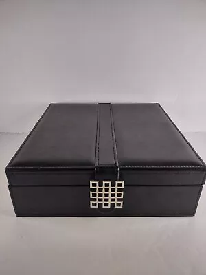 Glenor Co 12 Section Necklace Holder Jewelry Box - Large Mirror PU Leather Black • $39.95