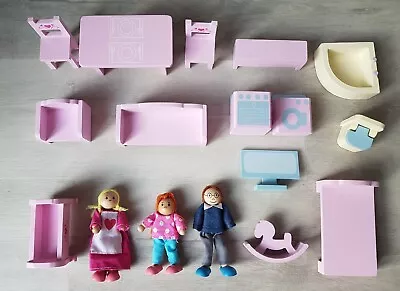 £15.99 • Buy WOOD PEOPLE & WOODEN FURNITURE Childrens KITCHEN Joblot BUNDLE Bathroom TV Dolls