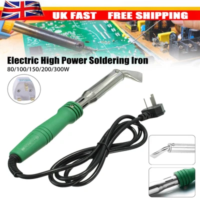 £18.59 • Buy 80/100/150/200/300W Electric Soldering High Power Iron Chisel Point Copper UK