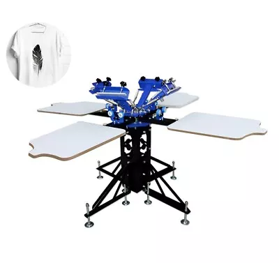 4 Color 4 Station Screen Printing Machine T-shirt Printer Press W/ Fixed Pallet • $902.50