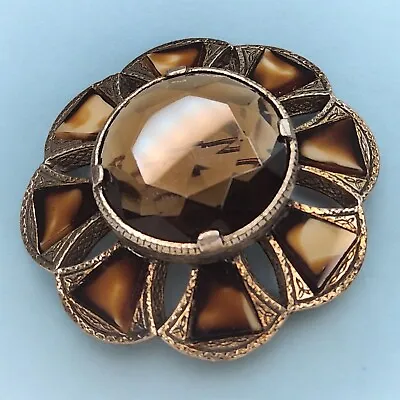 Vtg Miracle Signed Scottish Celtic Cloak Pin Brooch 2.5  Glass/Cairngorm/Agate • £52.20