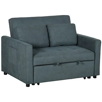 HOMCOM 2 Seater Sofa Bed Convertible Bed Settee With Cushions Pockets Grey • £376.99