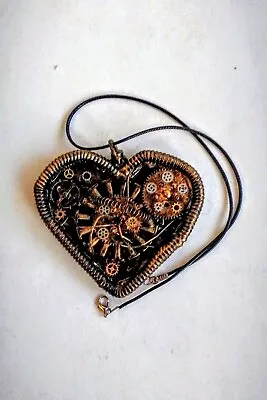 Steampunk Necklace Heart Pendant Handmade Jewelry New Fashion Cosplay Cord • $10