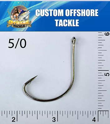 100 Size 5/0 Custom Offshore Tackle Offset Nickel Kahle Hooks Straight Eye • $19.50