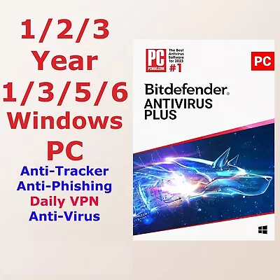 Bitdefender Antivirus Plus 2024 - 1-5 Devices 1-2-3 Years + Daily VPN • $89.99