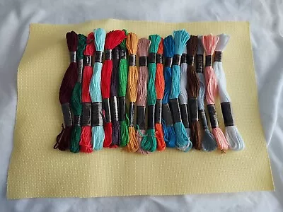 14 Count Aida And A Bundle Of Coloured Skeins • £16