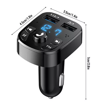 Bluetooth 5.0 Car Wireless FM Audio Receiver 2 USB HandsFree Fast Charger AUX • $6.61