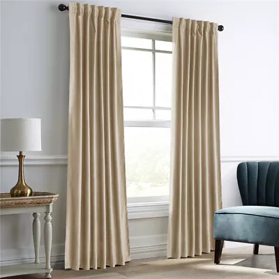 Thick Velvet Blackout Curtain Winter Living Room Bedroom Plush Curtain 3 Size • £17.99