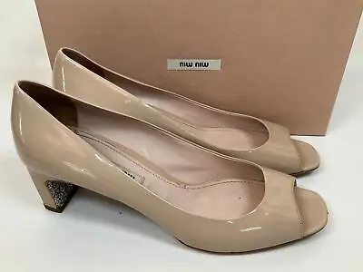 MIU MIU Court Shoes Heels  Peeptoe Glitter Insert At Heel  £360 42 Uk8 Ref FM • £47