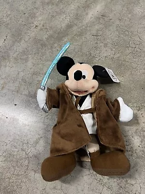 Rare 2014 Disney Parks STAR WARS MICKEY MOUSE AS JEDI OBI WAN 9” Plush With Tags • $16.99