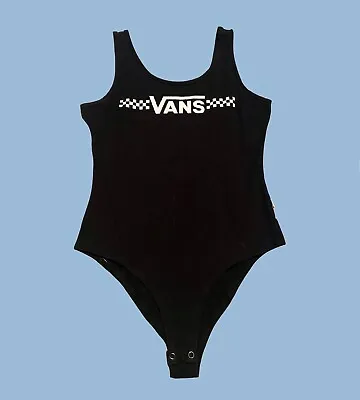 VANS Bodysuit Top Womens Small Black Tank Shirt Snap Jersey Shirt • $10