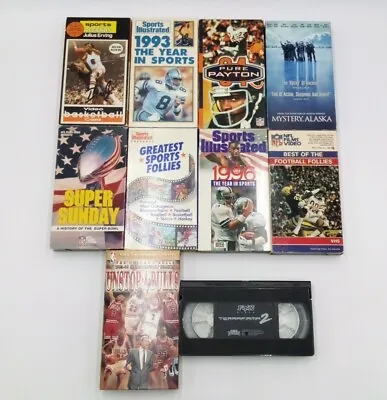 VHS Lot Of 10 Sports Bulls Jordan Payton Super Bowl Terrafirma 2 Julius Erving  • $8.98