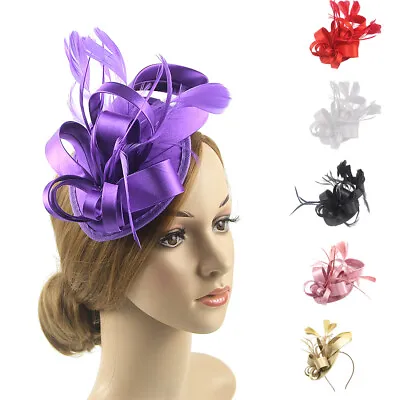 £7.06 • Buy Wedding Fascinator Royal Ascot Race Flower Hair Clip Feathers Small Mini Top Hat