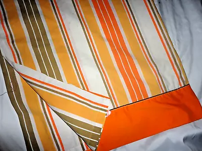 Vintage Cannon Orange Yellow Olive Striped  (1) Queen Flat Sheet 88x100 • $28.80