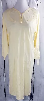 Vintage Nancy King Lingerie Nightgown Sleepwear Button Long Sleeve Yellow Small • $14