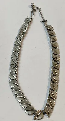 Vintage Signed Trifari Silver-tone Leaf Choker 14”-16” Adjustable Necklace • $44.95