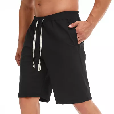 Waist Solid Shorts Pockets Sports Summer Beach Hot Pants Bottoms Mens Elastic • £16.99