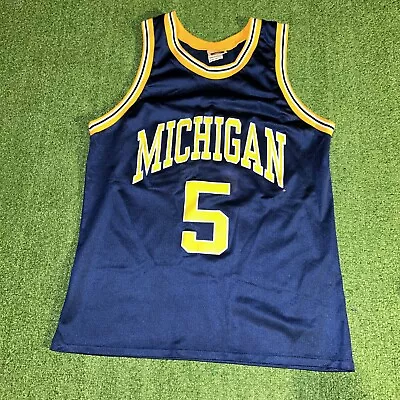 VTG 90s NCAA Michigan Wolverines College Basketball Jersey #5 - Mens Medium M • $40