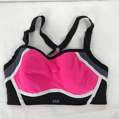 Victorias Secret Sport Vsx ~ Womens 32dd ~ Pink Black Yoga Sports Bra • $11.90