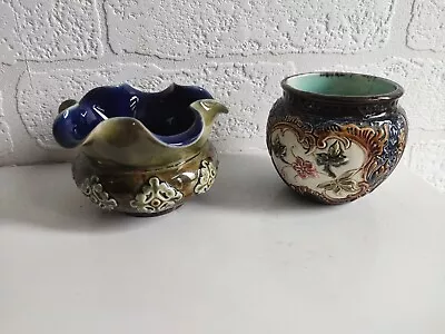 £9.99 • Buy Antique Doulton Lambeth Stoneware Mini Bowl Signed  2.5 H + Unknown Bowl 1910