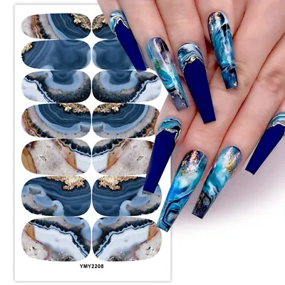 Marble Ink Full Nail Cover Wraps Sticker Nail Art Decals Decoration Tips DIY • $1.89