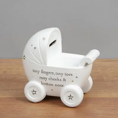 Bambino Money Box Pram My First Save Up Piggy Bank New Baby Shower Birth Gift • £14.99